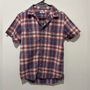 MADRAS Short Sleeve Plaid Button Down Size Small